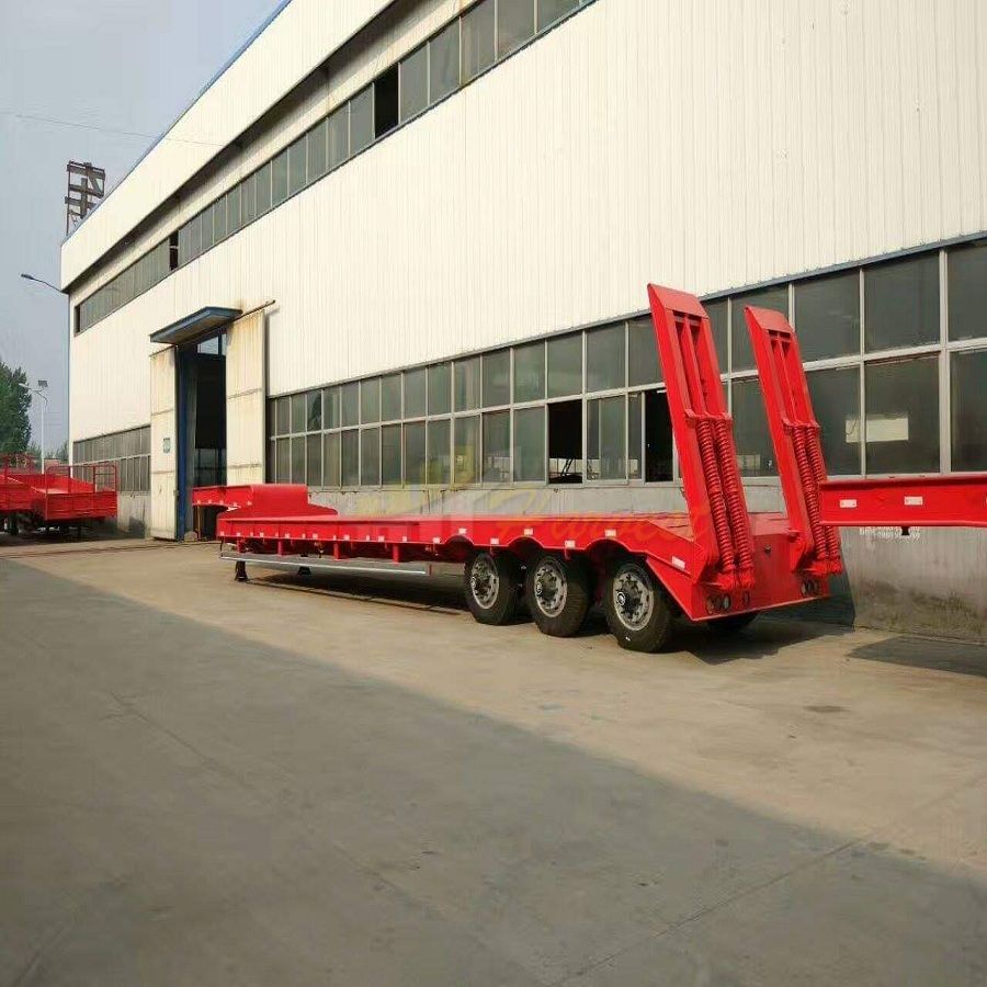 Heavy Machine Carrier Tri-Axle Lowbed Semi Trailer 60 Tons