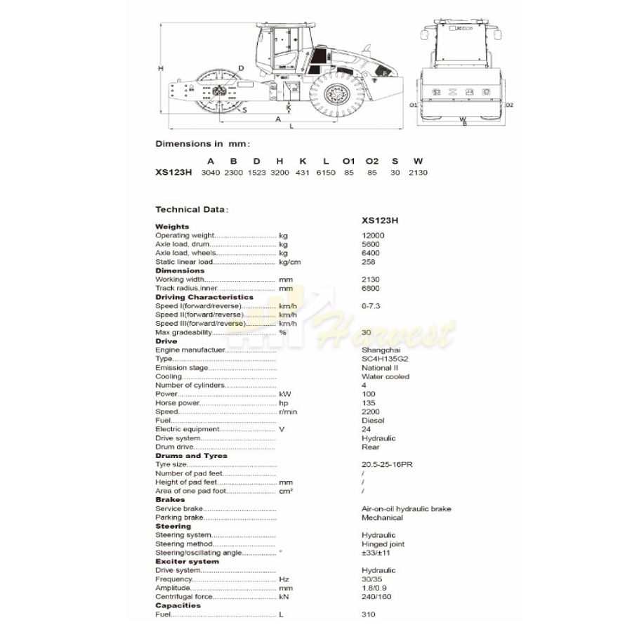 XCMG Hydraulic XS123H Road Roller for sale