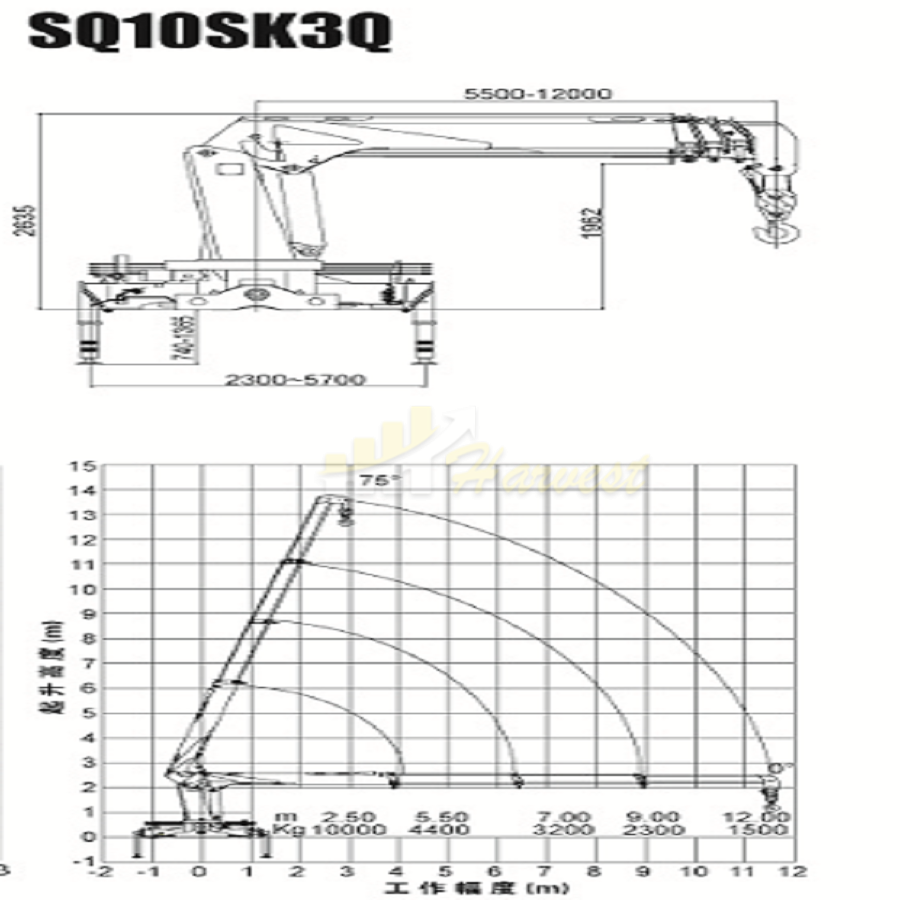 HOWO 371hp Truck with XCMG 10T Telescopic Crane